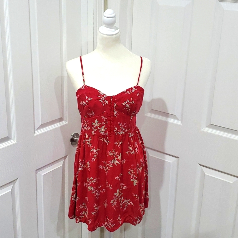 American Eagle Mini Red floral corset dress